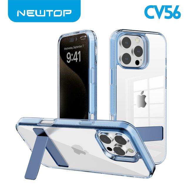 NEWTOP CV56 COVER CRISTALLO CON SUPPORTO PER APPLE IPHONE 15 PRO MAX