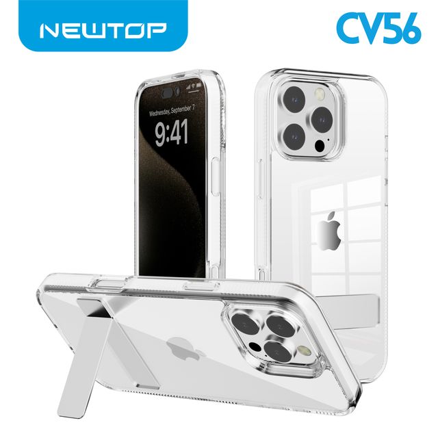 NEWTOP CV56 COVER CRISTALLO CON SUPPORTO PER APPLE IPHONE 16 PRO