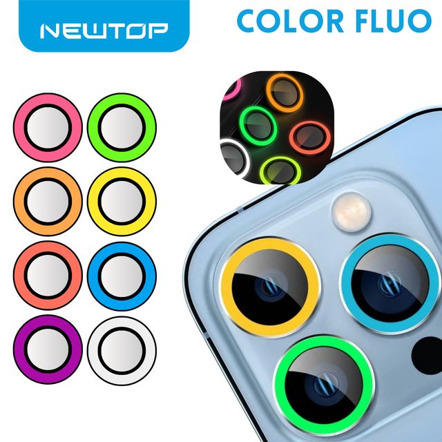 NEWTOP FOTOCAMERA COLORE FLUO VETRO TEMPERATO IPHONE 14 - 14PLUS