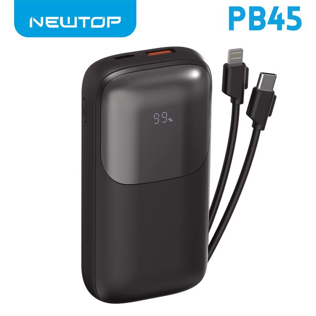 NEWTOP PB45 POWER BANK DA 22.5W CON CAVI 10000MAH NERO