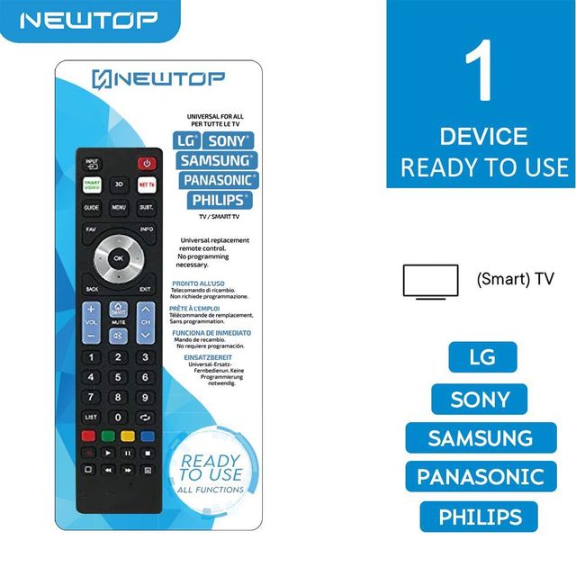 NEWTOP TELECOMANDO UNIVERSALE READY 5 SMART SONY/LG/SAMSUNG/PANASONIC/PHILIPS