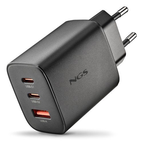 NGS ERA 65W: CARICATORE GaN DA PARETE UNIVERSALE DA 65W CON 3 porte: 2x USB-C +…