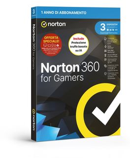 NORTON 360 FOR GAMERS 2026 ATTACH ANTITRUFFA 3 DISPOSITIVI 50GB BACKUP 12 MESI …