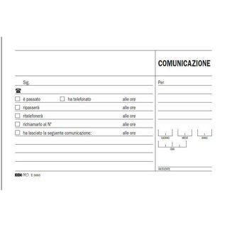 Edipro - Blocco di comunicazione - 50 fogli - 170 x 99 mm - orizzontale - dupli…