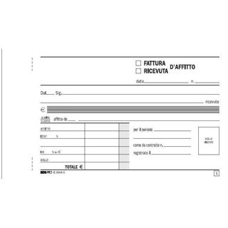 Edipro - Blocco ricevuta d'affitto - 50 fogli - 170 x 99 mm - orizzontale - dup…