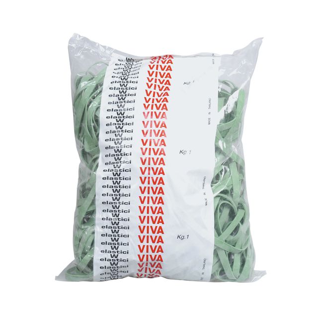 Elastici fettuccia - diametro 10 x 0,5 cm - 1 kg - gomma - verde - Viva