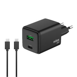 Nilox Caricatore universale a 2 porte GAN da 45W e cavo USB-C a USB-C da 2 metri
