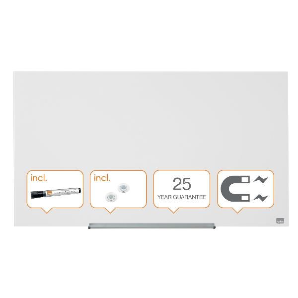 Nobo Diamond - Lavagna bianca - montabile a parete - 1264 x 711 mm - vetro temp…