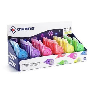 OSAMA ESPOSITORE CORRETTORE A NASTRO DA 20 MT COLORI NEON ASSORTITI CONF 36 Pz.