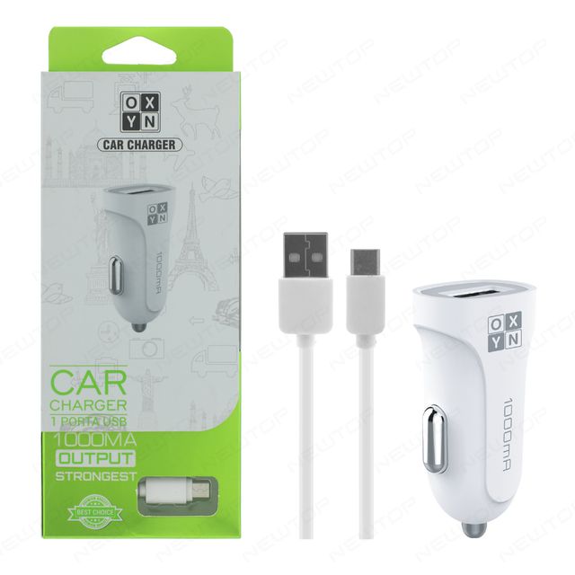OXYN CARICATORE AUTO 1A 1USB CON CAVO TYPE-C