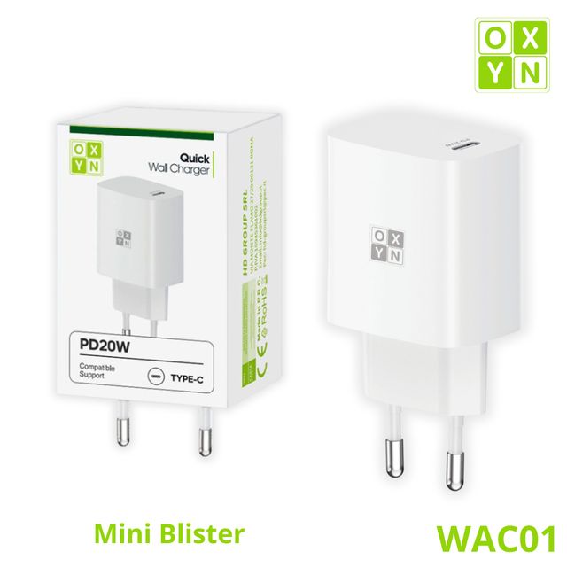 OXYN WAC01 MINI BLISTER CARICATORE 20W PD