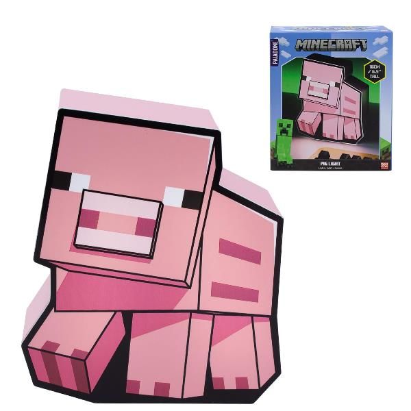 PALADONE BOX LIGHT LAMPADA DA TAVOLO MINECRAFT PIG 2D ROSA