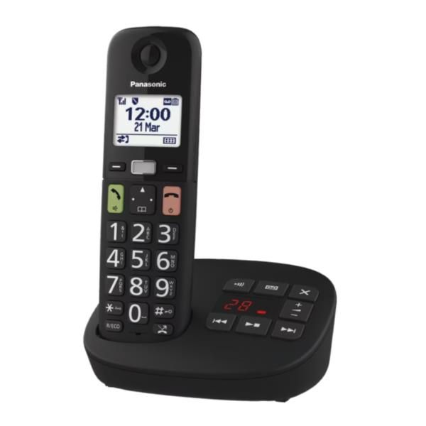 PANASONIC KX-TGU130EXB TELEFONO CORDLESS DECT CON SEGRETERIA TASTI GRANDI DISPL…
