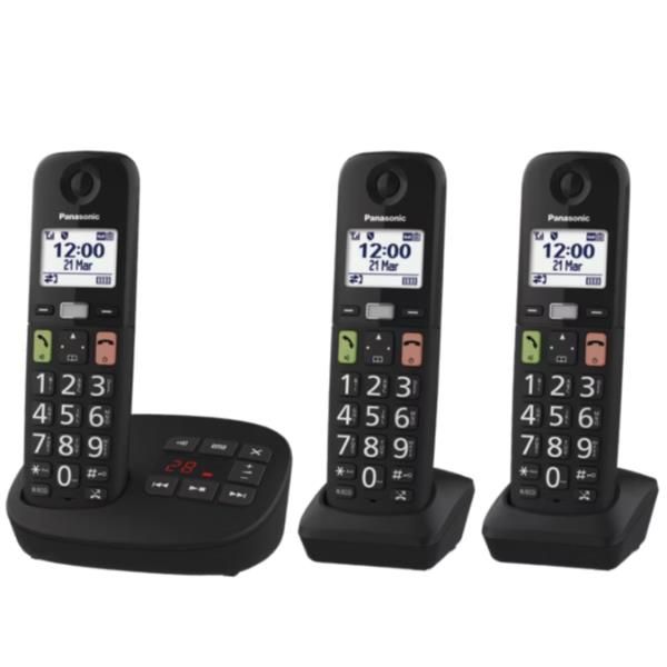 PANASONIC KX-TGU133EXB TELEFONO CORDLESS CON SEGRETERIA TASTI GRANDI UNITA' BAS…