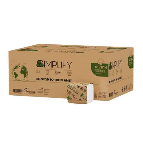 PAPERNET CARTA IGIENICA SIMPLIFY INTERFOGLIATA 2 VELI 224 SERVIZI 21X11 CM BIAN…