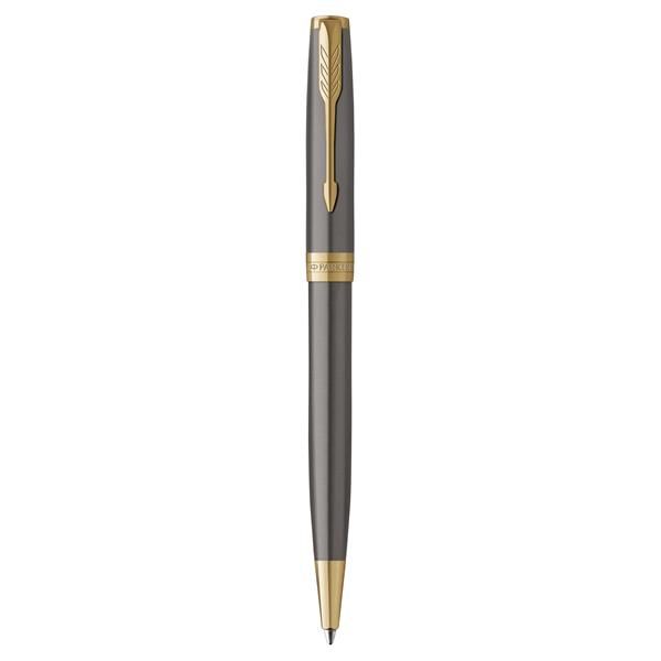 PARKER SONNET PENNA A SFERA PUNTA M FUSTO LACCATO GRIGIO CON PENNINO DORATO INC…