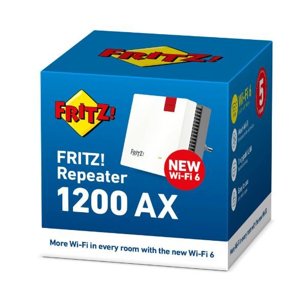 AVM FRITZ! Repeater 1200 AX - Wi-Fi range extender - GigE - Wi-Fi 6 - 2.4 GHz, …