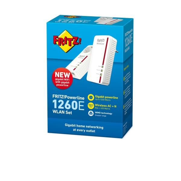 AVM FRITZ!Powerline 1260E - WLAN Set - kit adattatore powerline - GigE, HomePlu…