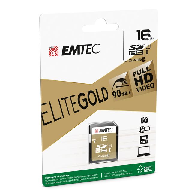 Emtec - SDHC Class 10 Gold + - ECMSD16GHC10GP - 16GB