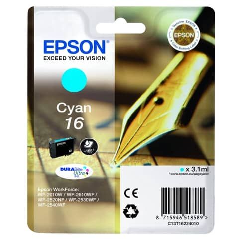 Epson 16 - 3.1 ml - ciano - originale - cartuccia d'inchiostro - per WorkForce …