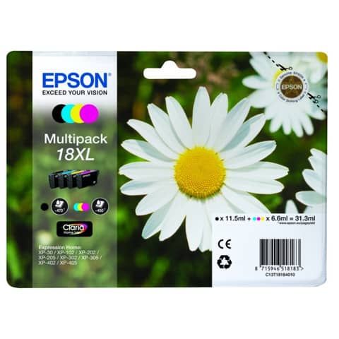 Epson 18XL - Confezione da 4 - XL - nero, giallo, ciano, magenta - originale - …