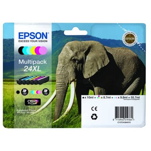 Epson 24XL Multipack - Confezione da 6 - 55.7 ml - XL - nero, giallo, ciano, ma…