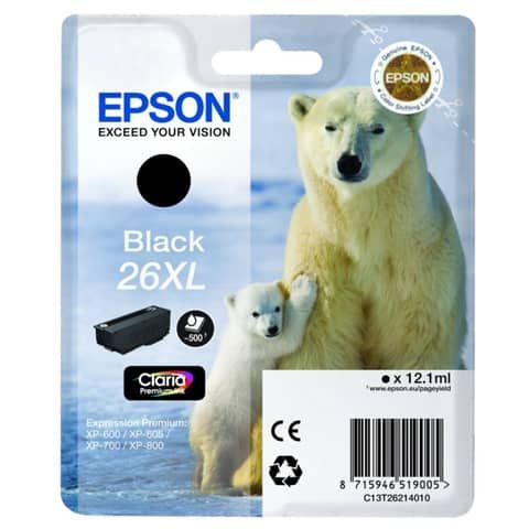 Epson 26XL - 12.2 ml - XL - nero - originale - blister - cartuccia d'inchiostro…