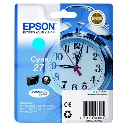 Epson 27 - 3.6 ml - ciano - originale - cartuccia d'inchiostro - per WorkForce …