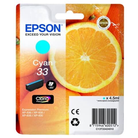 Epson 33 - 4.5 ml - ciano - originale - blister - cartuccia d'inchiostro - per …