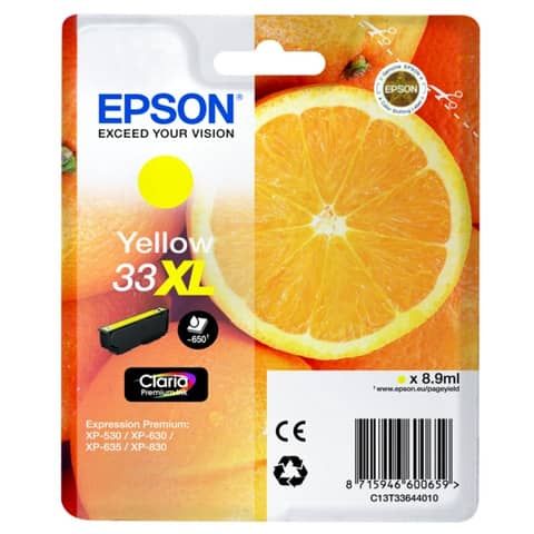 Epson 33XL - 8.9 ml - XL - giallo - originale - blister - cartuccia d'inchiostr…