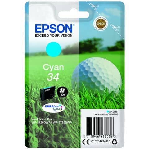 Epson 34 - 4.2 ml - ciano - originale - cartuccia d'inchiostro - per WorkForce …