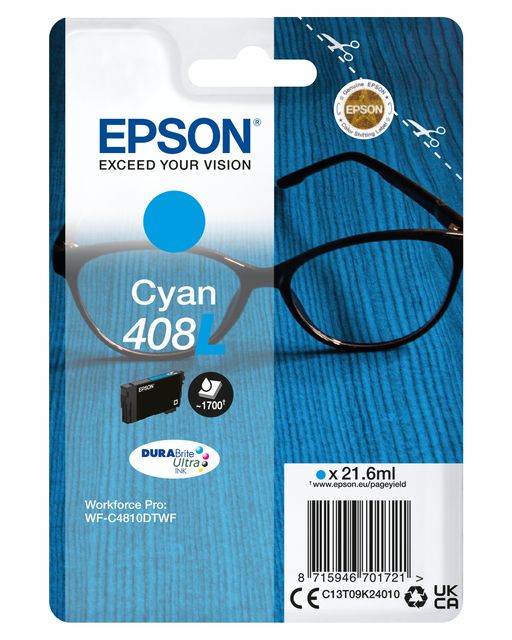 Epson 408 - 21.6 ml - ciano - originale - blister - cartuccia d'inchiostro - pe…