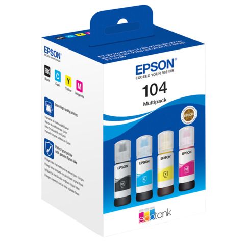 Epson EcoTank 104 - Confezione da 4 - nero, giallo, ciano, magenta - originale …