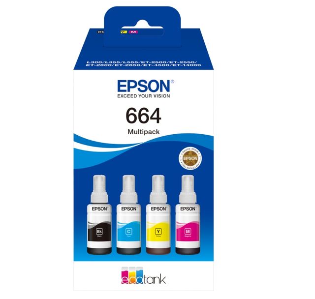 Epson EcoTank 664 - Confezione da 4 - nero, giallo, ciano, magenta - originale …