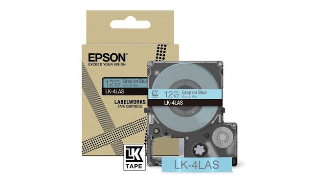 Epson LabelWorks LK-4LAS - Gray on blue - Rotolo (1,2 cm x 8 m) 1 cassetta(e) c…