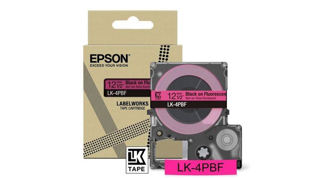 Epson LabelWorks LK-4PBF - Black on fluorescent - Rotolo (1,2 cm x 5 m) 1 casse…