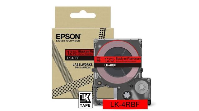Epson LabelWorks LK-4RBF - Nero su rosso fluorescente - Rotolo (1,2 cm x 5 m) 1…