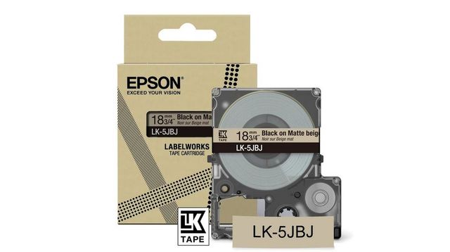 Epson LabelWorks LK-5JBJ - Black on matte beige - Rotolo (1,8 cm x 8 m) 1 casse…