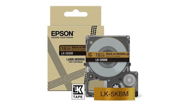 Epson LabelWorks LK-5SBM - Nero su argento metallizzato - Rotolo (1,8 cm x 9 m)…