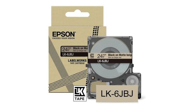 Epson LabelWorks LK-6JBJ - Black on matte beige - Rotolo (2,4 cm) 1 cassetta(e)…