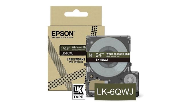 Epson LabelWorks LK-6QWJ - White on matte khaki - Rotolo (2,4 cm x 8 m) 1 casse…
