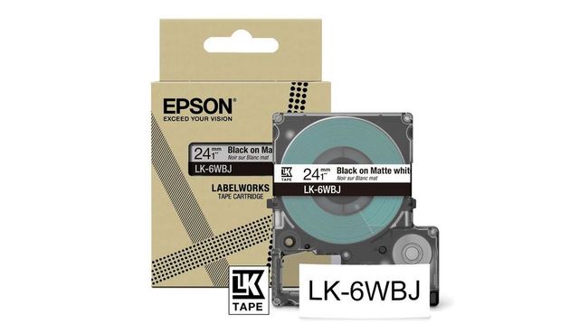 Epson LabelWorks LK-6WBJ - Nero su bianco opaco - Rotolo (2,4 cm x 8 m) 1 casse…