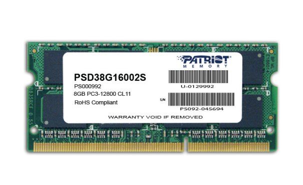 PATRIOT PC3-12800 8GB DDR3 1.600MHz CL 11 SO-DIMM