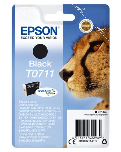 Epson T0711 - 7 ml - nero - originale - cartuccia d'inchiostro - per Stylus DX9…