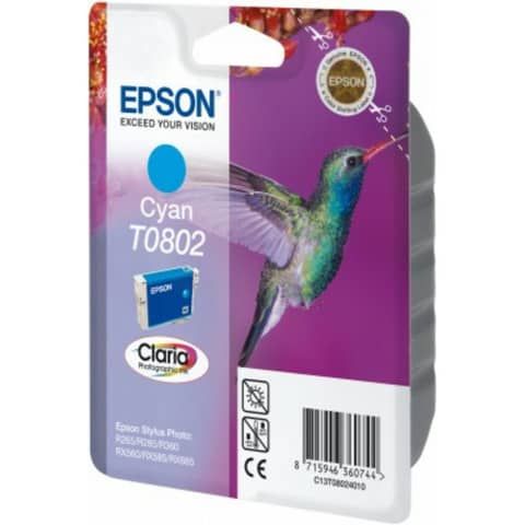 Epson T0802 - 7.4 ml - ciano - originale - blister - cartuccia d'inchiostro - p…