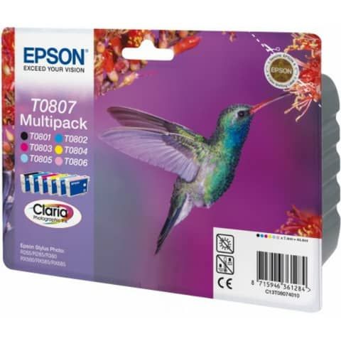 Epson T0807 Multipack - Confezione da 6 - 44.4 ml - nero, giallo, ciano, magent…