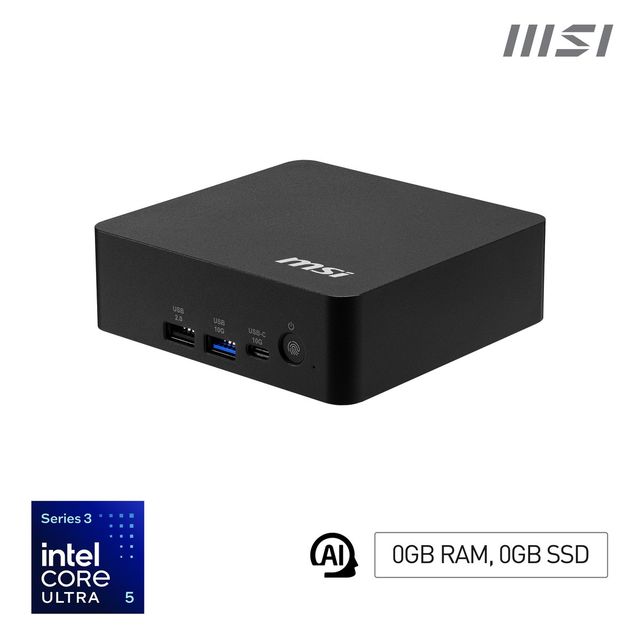 PC MSI CUBI NUC U5 3 BB NO RAM/HDD U5-322 SSD M.2 DDR5 WIFI7 VESA
