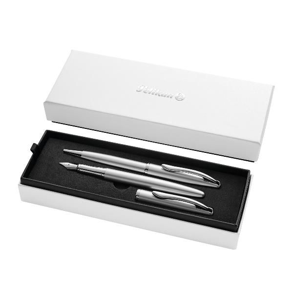PELIKAN JAZZ NOBLE ELEGANCE SET PENNA STILOGRAFICA E PENNA A SFERA FUSTO ARGENT…