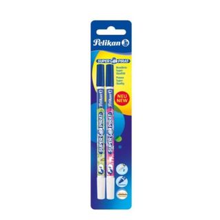 PELIKAN SUPER PIRAT CORRETTORE A PENNA DOPPIA PUNTA FINE BIANCO CONF 2 Pz.