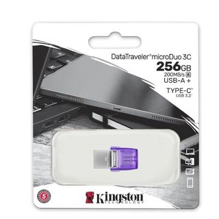 PEN DRIVE 3.2 256GB MICRO DUO 3C TYPE-C/TYPE-A 200MB/S KINGSTON